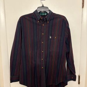 VTG 90s Knights of Round Table Striped Button-Down Shirt Men’s Size M